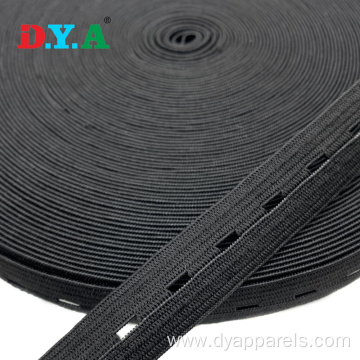 Black Polyester Knitted Adjustable Buttobhole Elastic